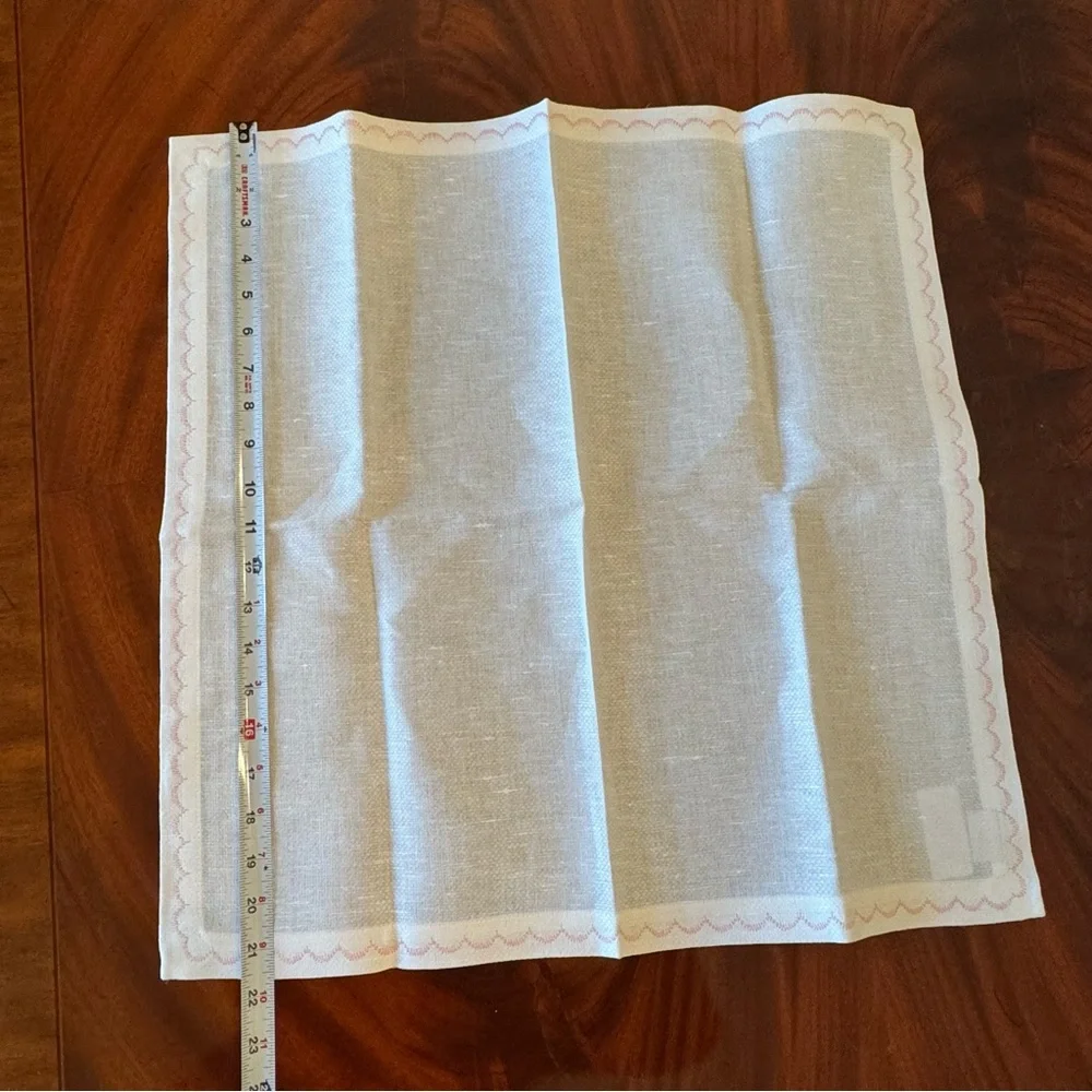 New Deborah Rhodes Pink Scallop Pique Linen Napkins Set of 6